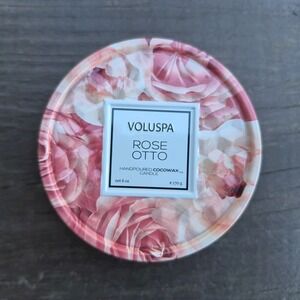 New VOLUSPA Rose Otto Cocowax Decorative Container Candle Floral 6 oz Scented
